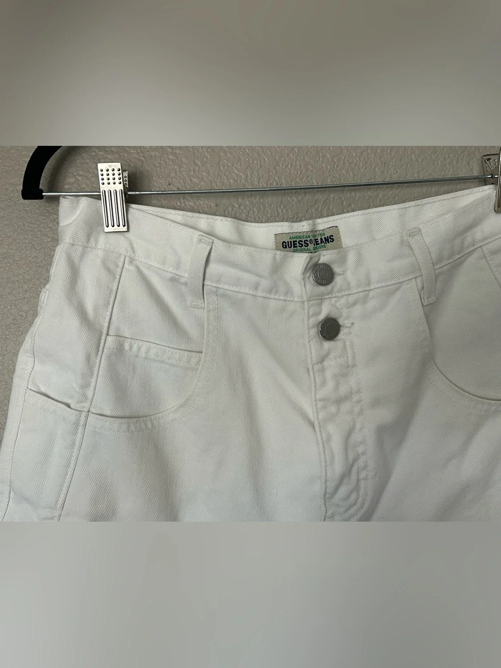 Guess Vintage 1990s White Jean Shorts Cotton Sz 30